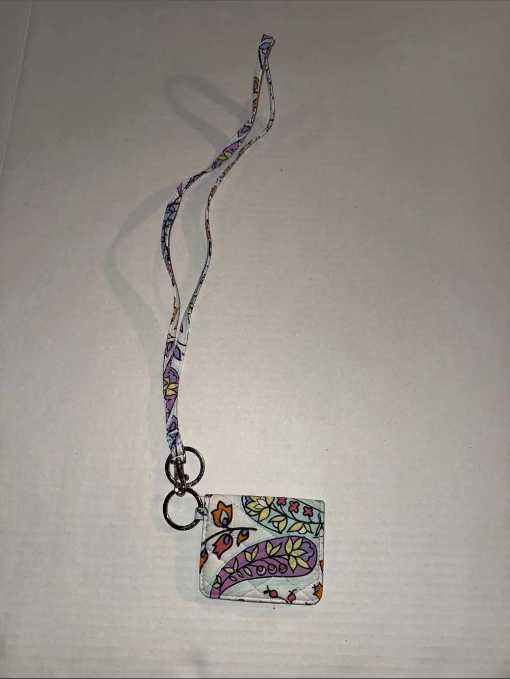 Vera Bradley Quilted Paisley Lanyard Card Holder in Lavender, Yellow, Aqua